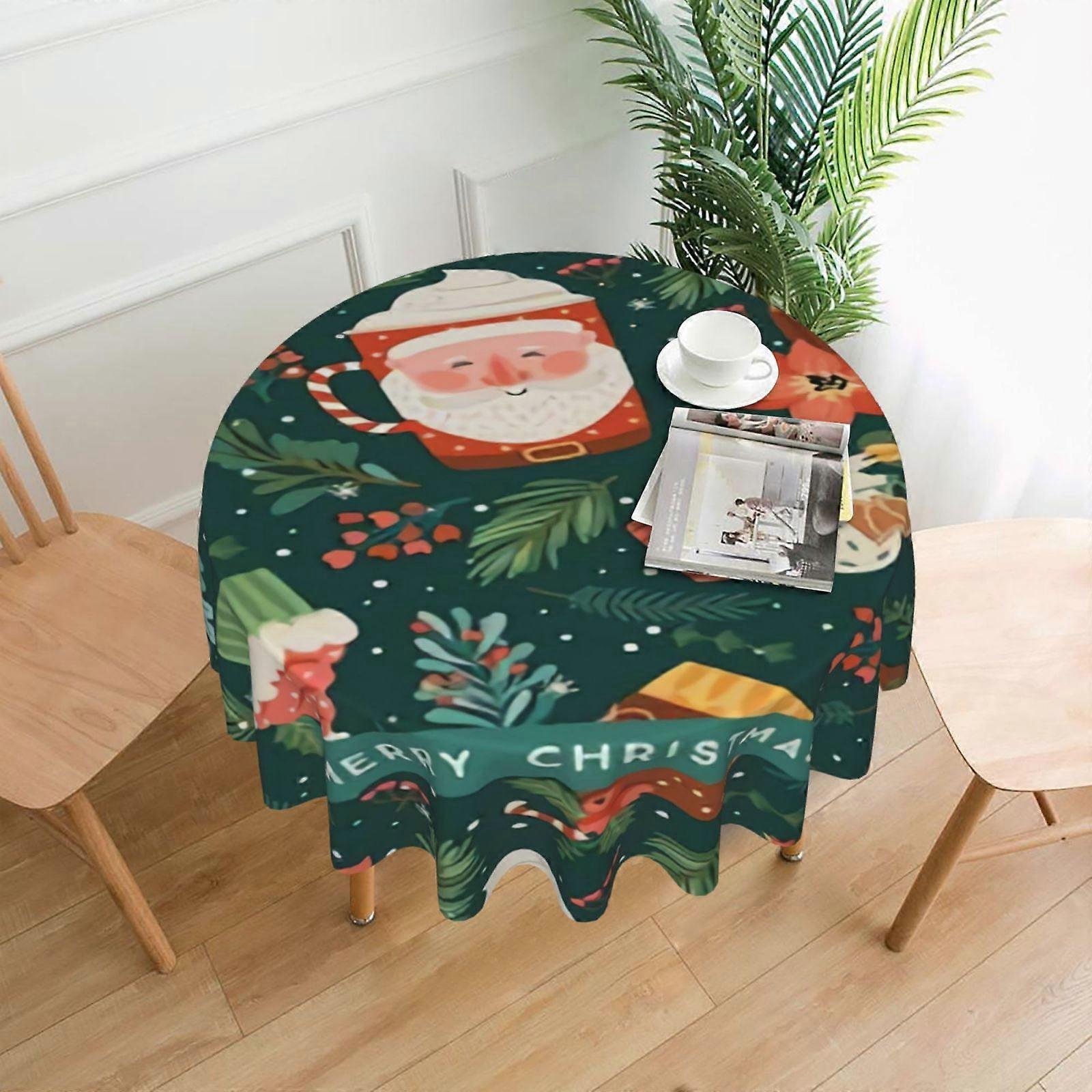 Merry Christmas Rectangular Tablecloth, Water Resistance Antiwrinkle Spillproof Soft Fabric, compatible with 60in table