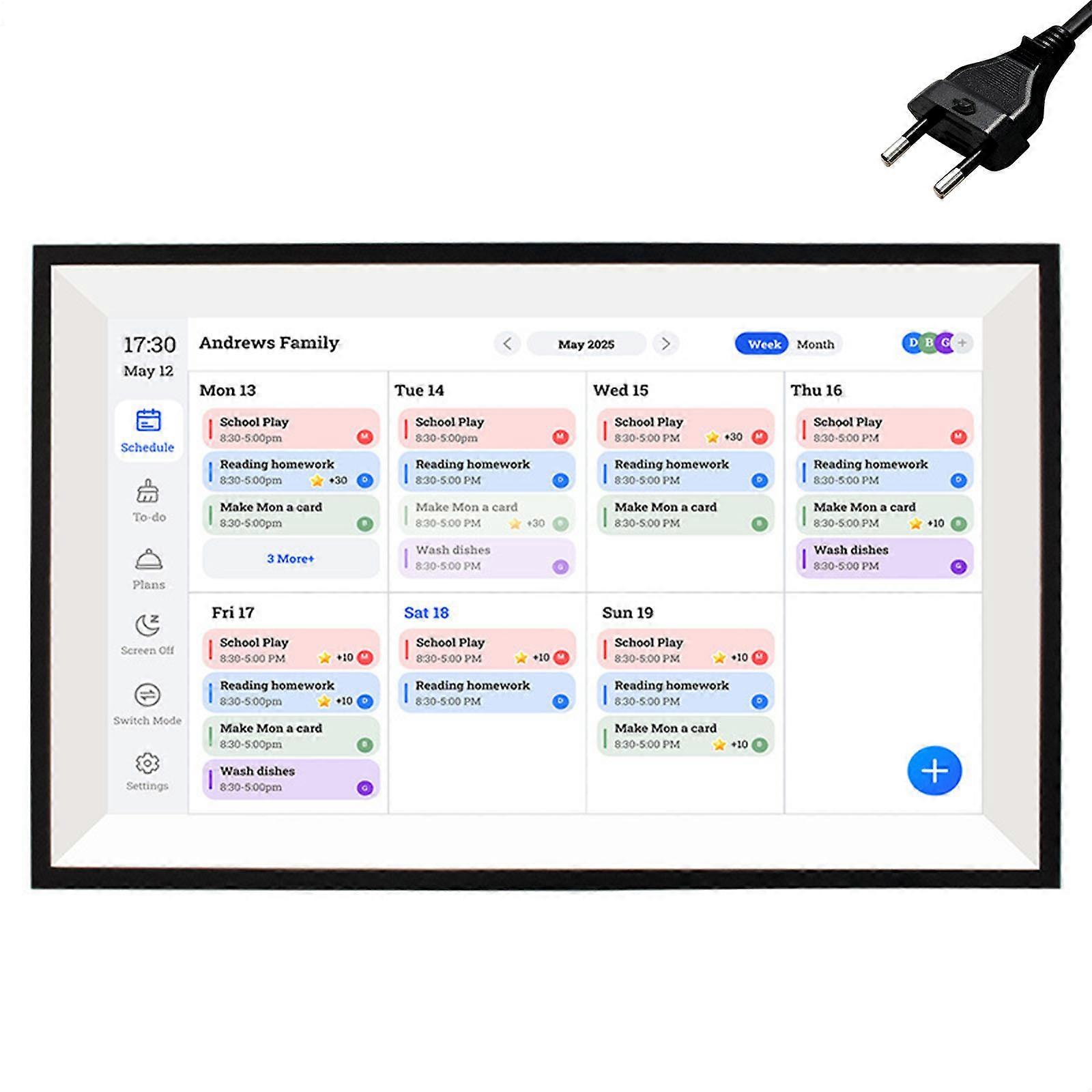 15.6inch Family Activity Hubs Digitals Touch Calendar Task Manager Wall Mount Display Meal Prep Assistant Photo Frame Option Multicolor