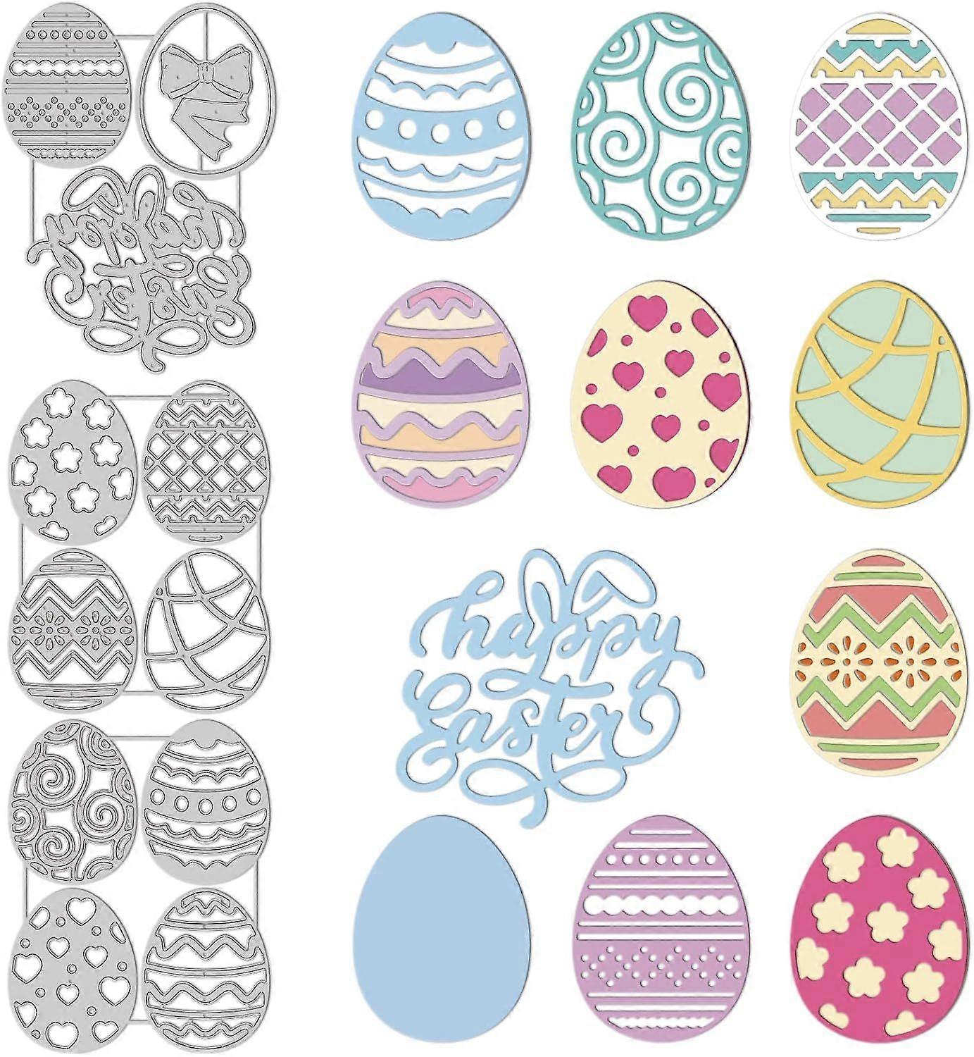 10 Style Easter Eggs Cutting Dies Easter Carbon Steel Die Cuts for DIY Crafting Embossing Stencil Template for Easter Background Card Making Scrapbook