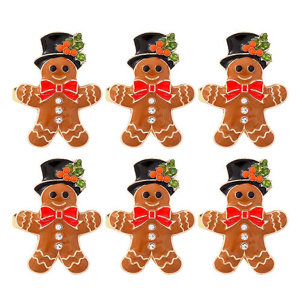 Christmas Table Setting Napkin Rings Gingerbread Man for 6Pcs Use