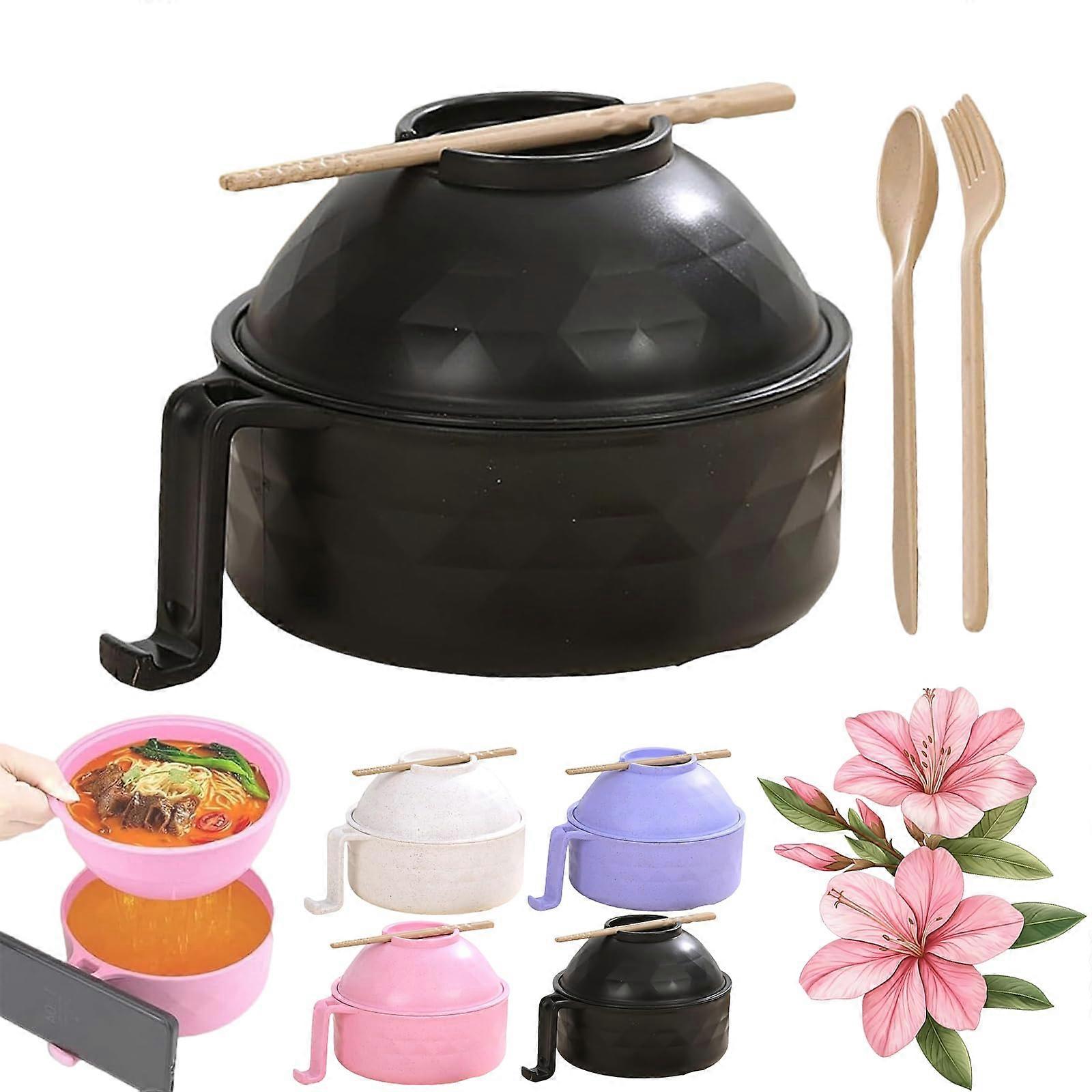 Microwave Ramen Cooker Bowl Set with Handle and Utensils, Quick Meal Prep for Home or Dorm