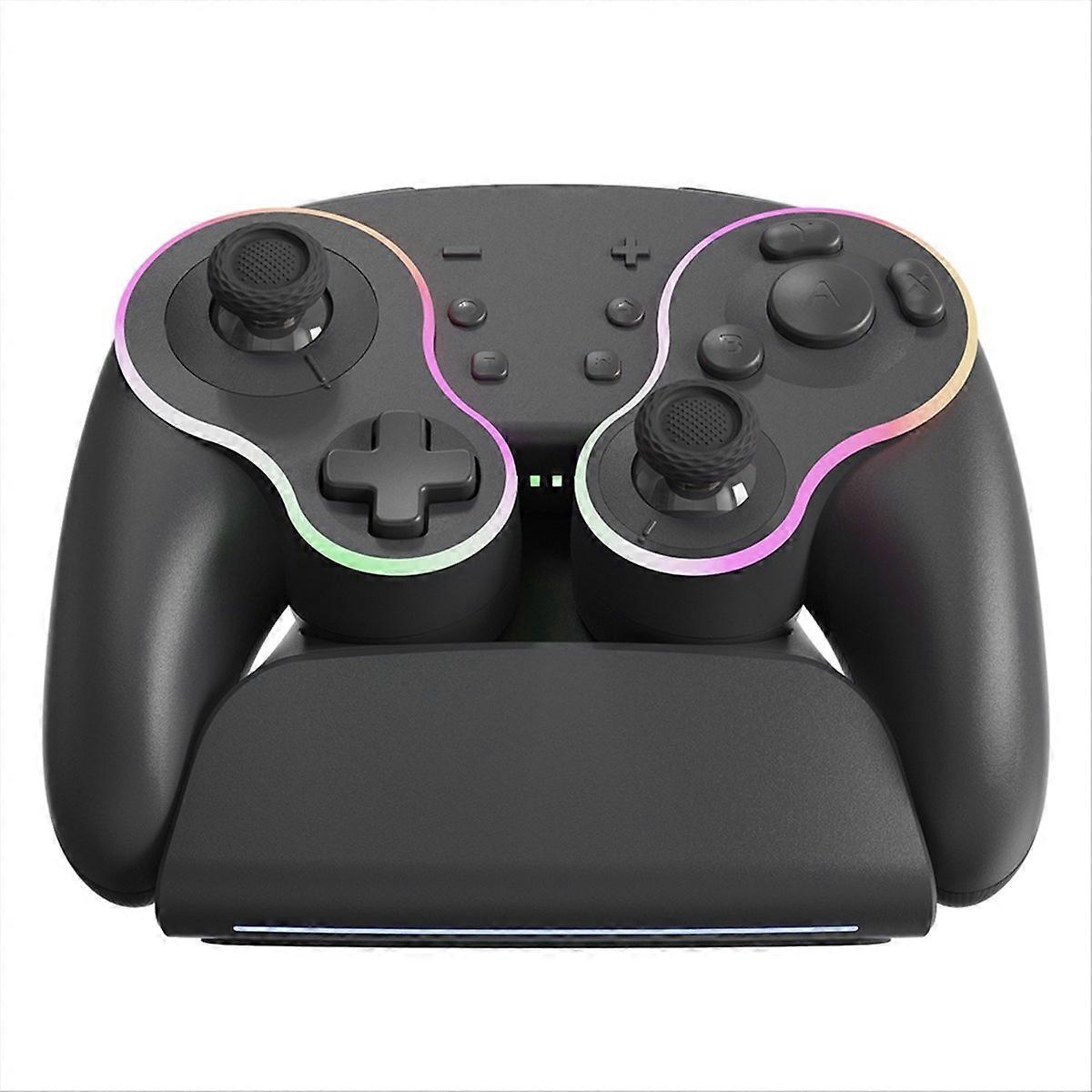For Nintendo Switch Pro Retro RGB Multicolor Light Wireless Gamepad with Fast Charging Dock Enhanced