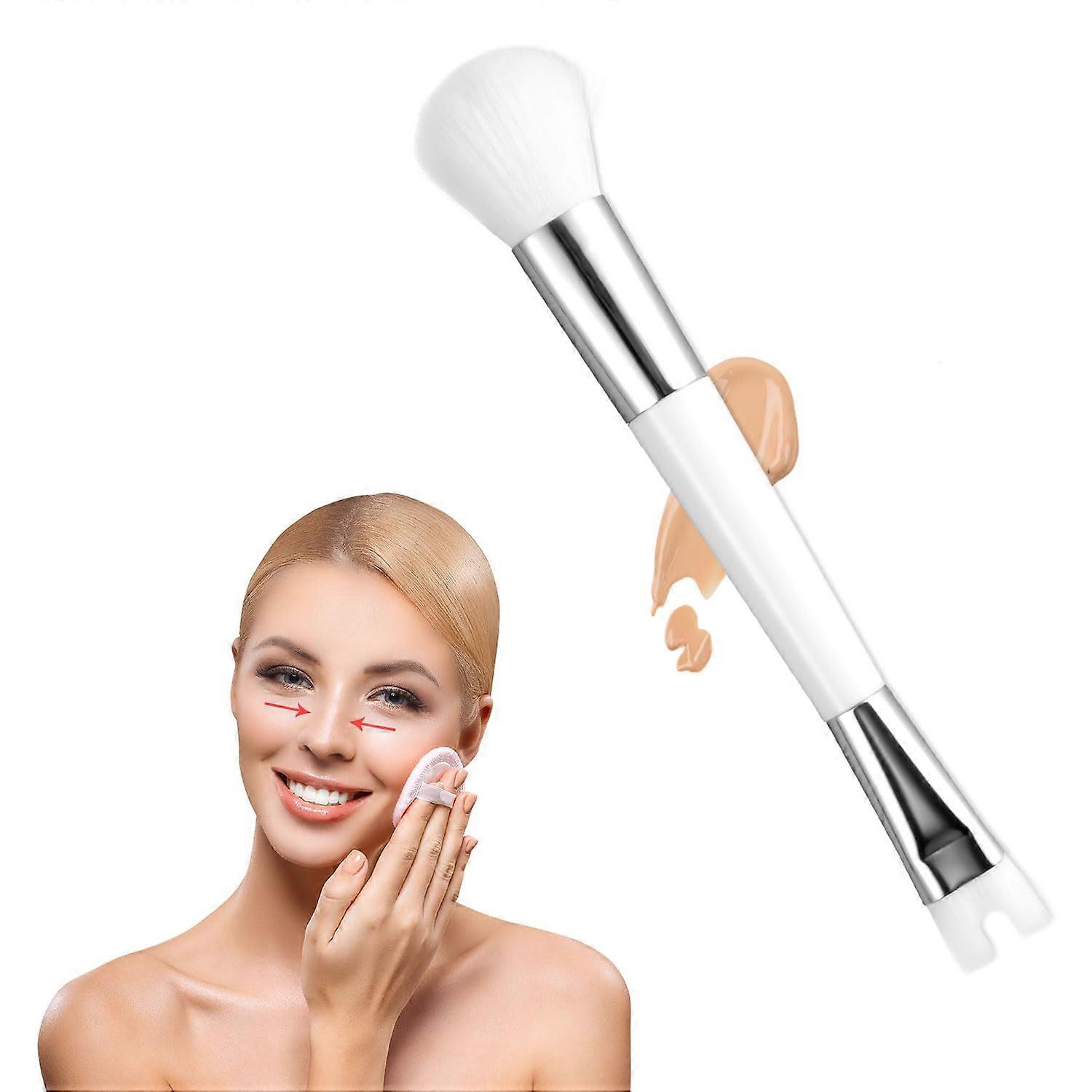 Contour Brush DualEnd U Shape Nose Contour Brush for Precision Blending with Synthetic Fibers White