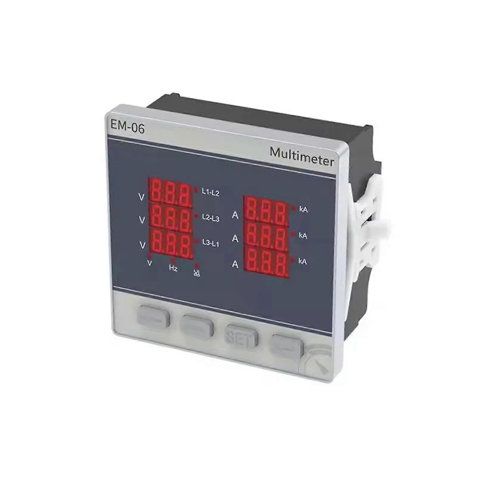 Three Phase Power Meter Voltmeter Ammeter with RealTime Monitoring Multifunctional Panel 1Pcs
