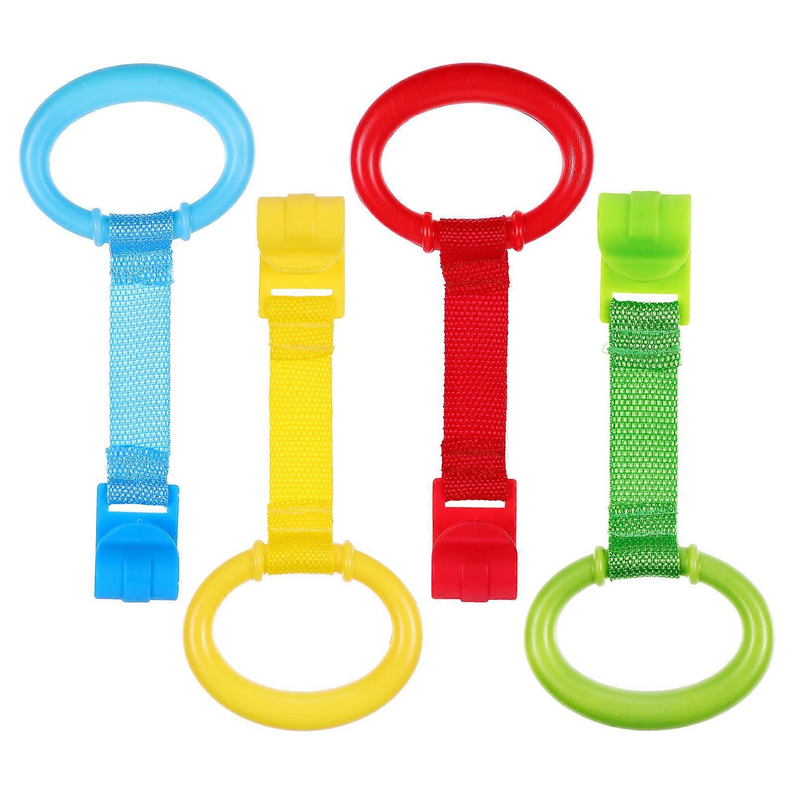 4 Assorted Color Baby Pull Rings for Infant Use  Safe Plastic Cot Rings for Learning to Stand and Walk