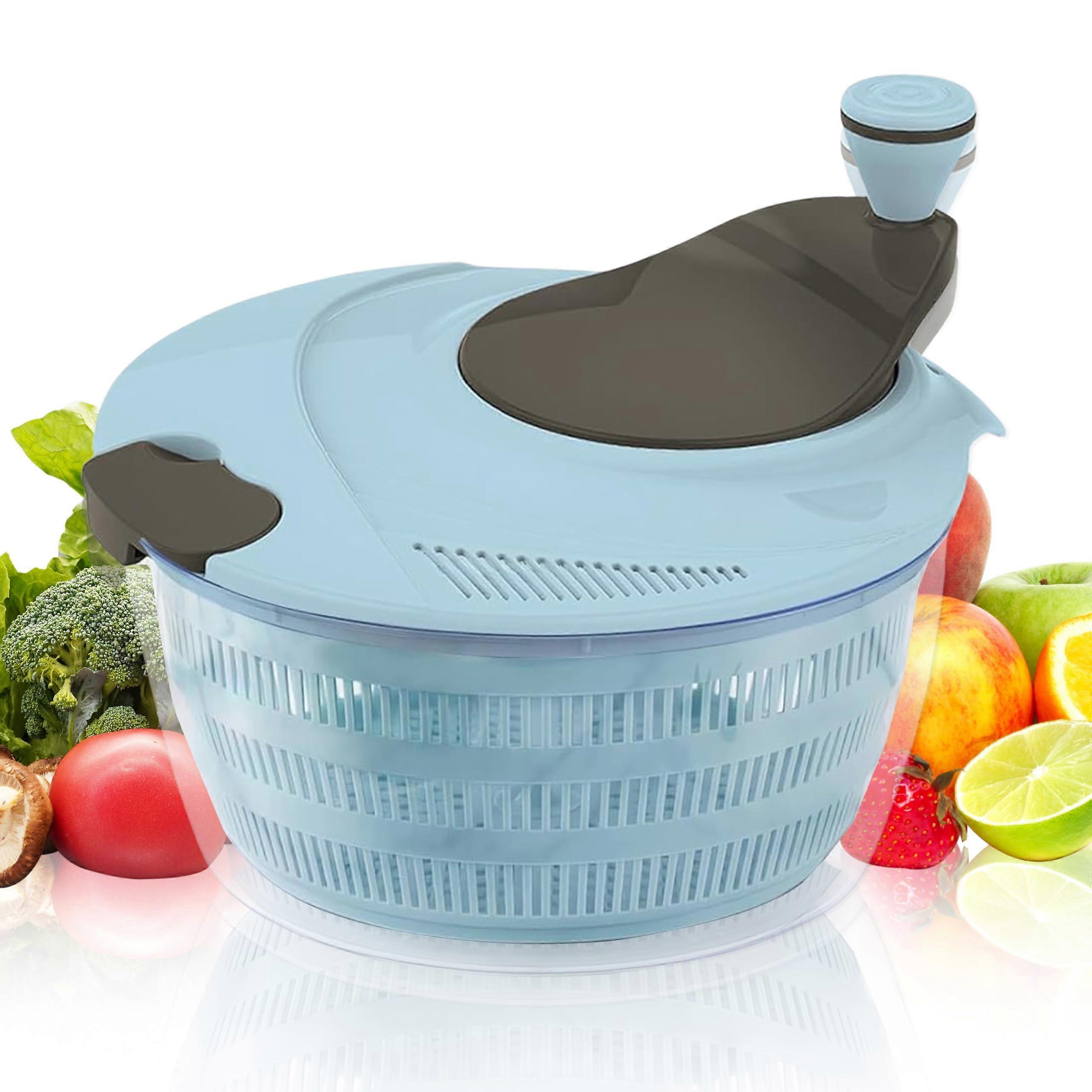Salad Spinner 4.24 Qt Large Capacity Lettuce Spinner with Double Drainage Holes and NonSlip Base  Blue