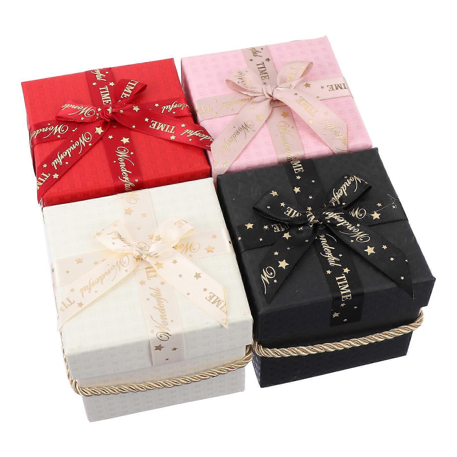 Christmas Candy Container Christmas Square Box for Gift Packing 4Pcs Assorted Color