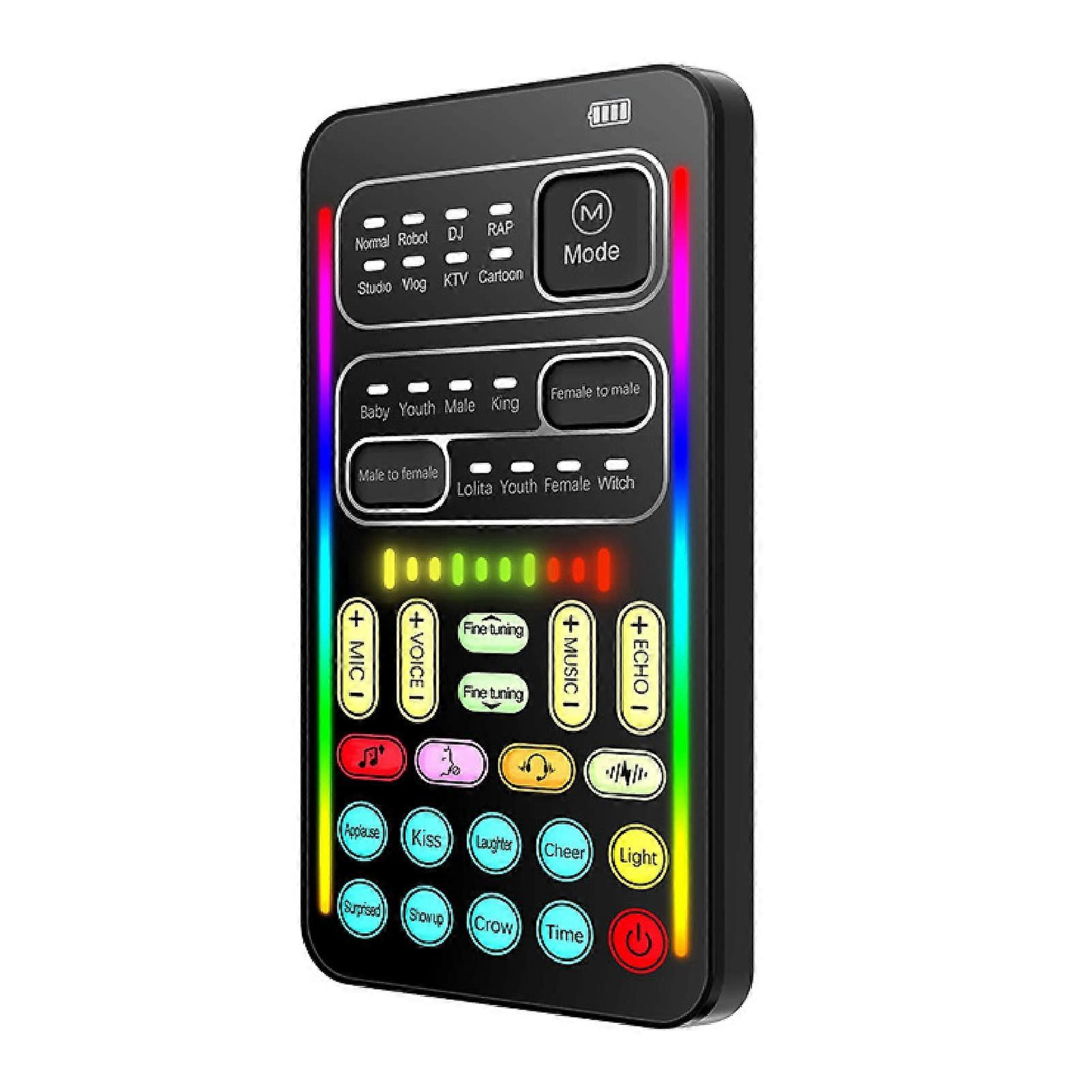 Voice Changer Handheld, Portable Mini RealTime Voice Changer With 8 Modes, 8 Sound Effects, For Mobile And PC, Black