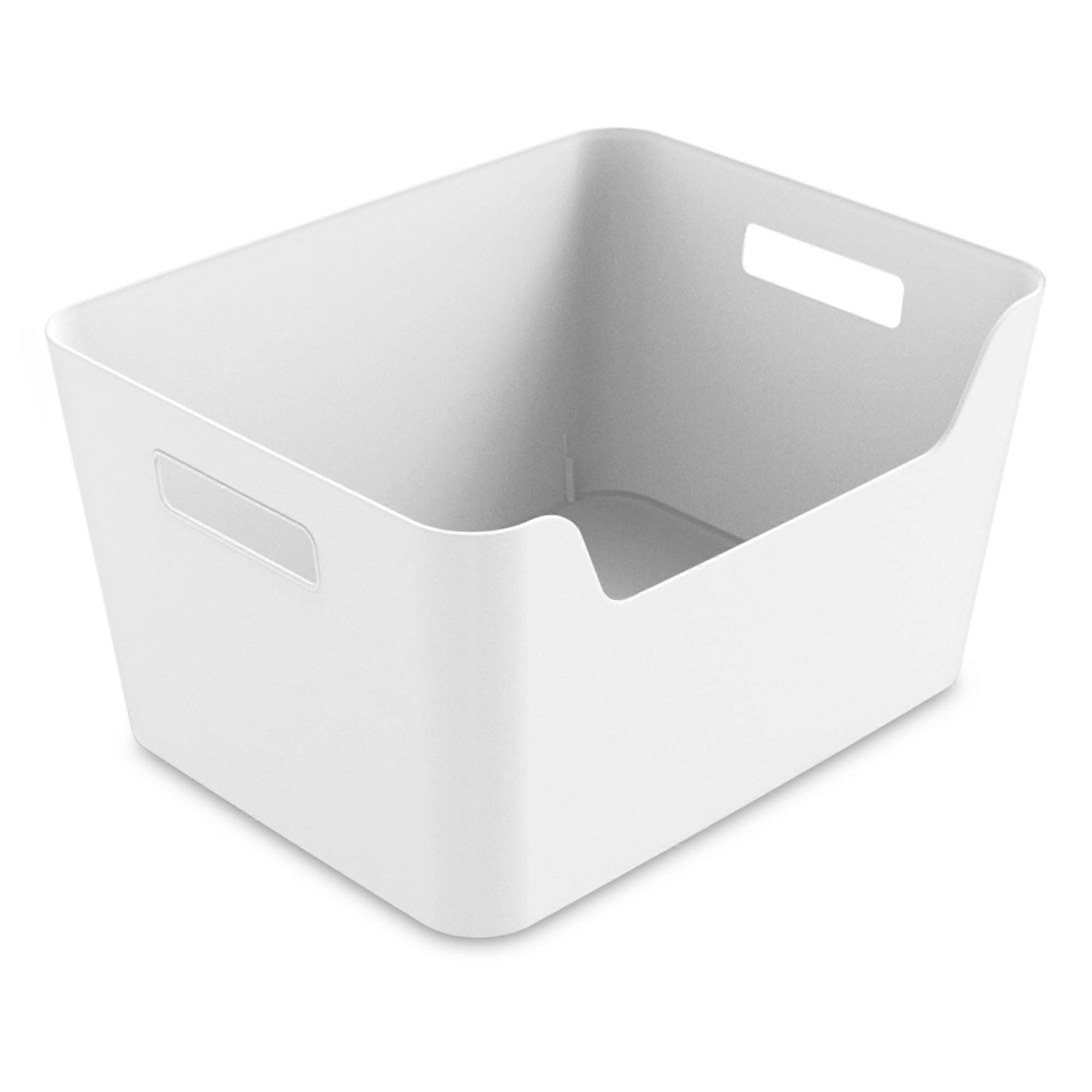 Large Easy Access Plastic Storage Bins White 5 Pack SpaceEfficient Durable MultiRoom Organizer