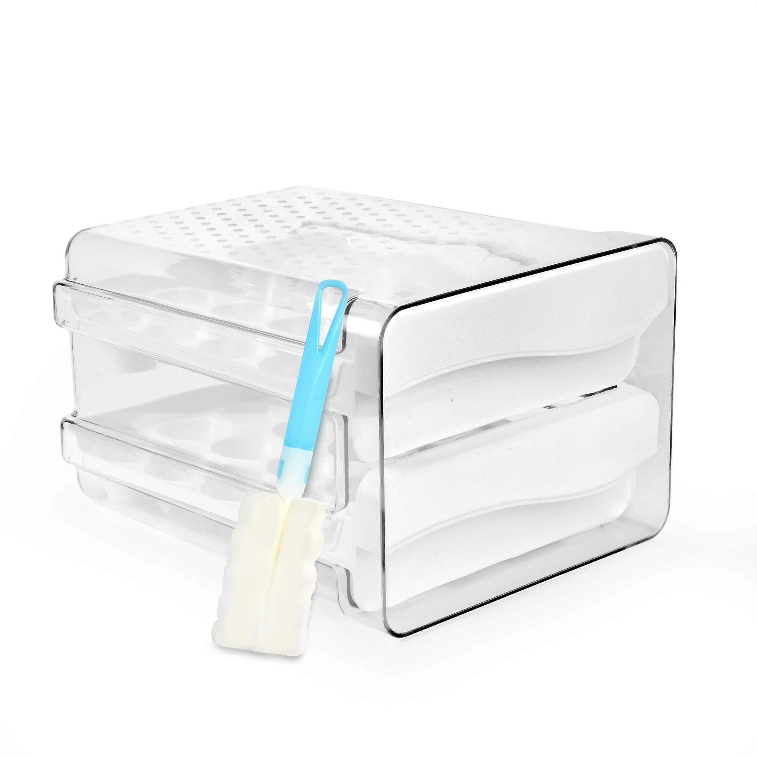 Egg Holder for Refrigerator with Lid, Large Capacity Clear Plastic Storage Organizer with Date Tracker