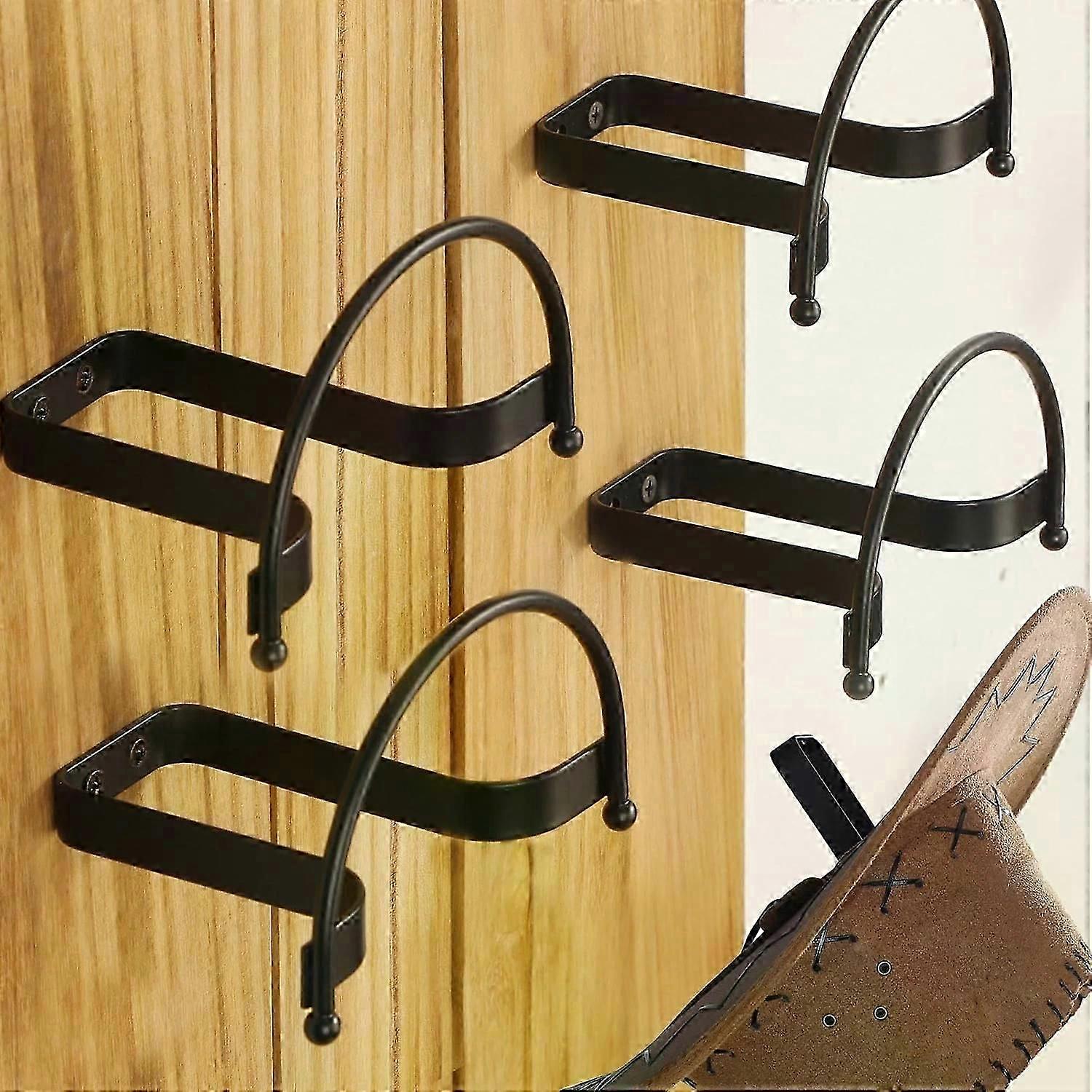 Cowboy Hat Rack, 4 Pack Wall Mount Black Hat Hooks for Display