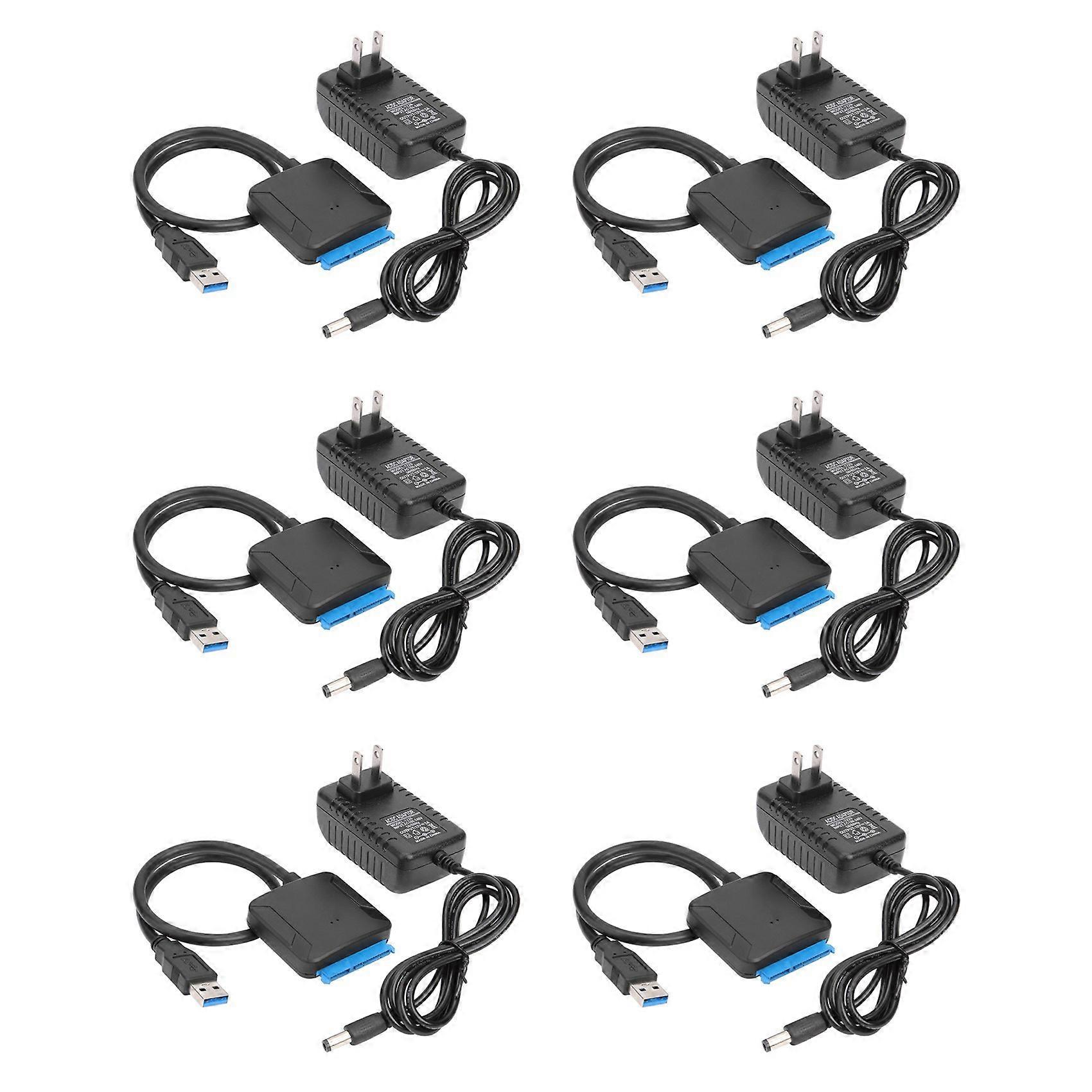 6X USB to Sata Data Cable, 2.5/3.5 Inch USB3.0 Easy Drive Cable Sata Hard Disk Adapter Cable(US Plug)