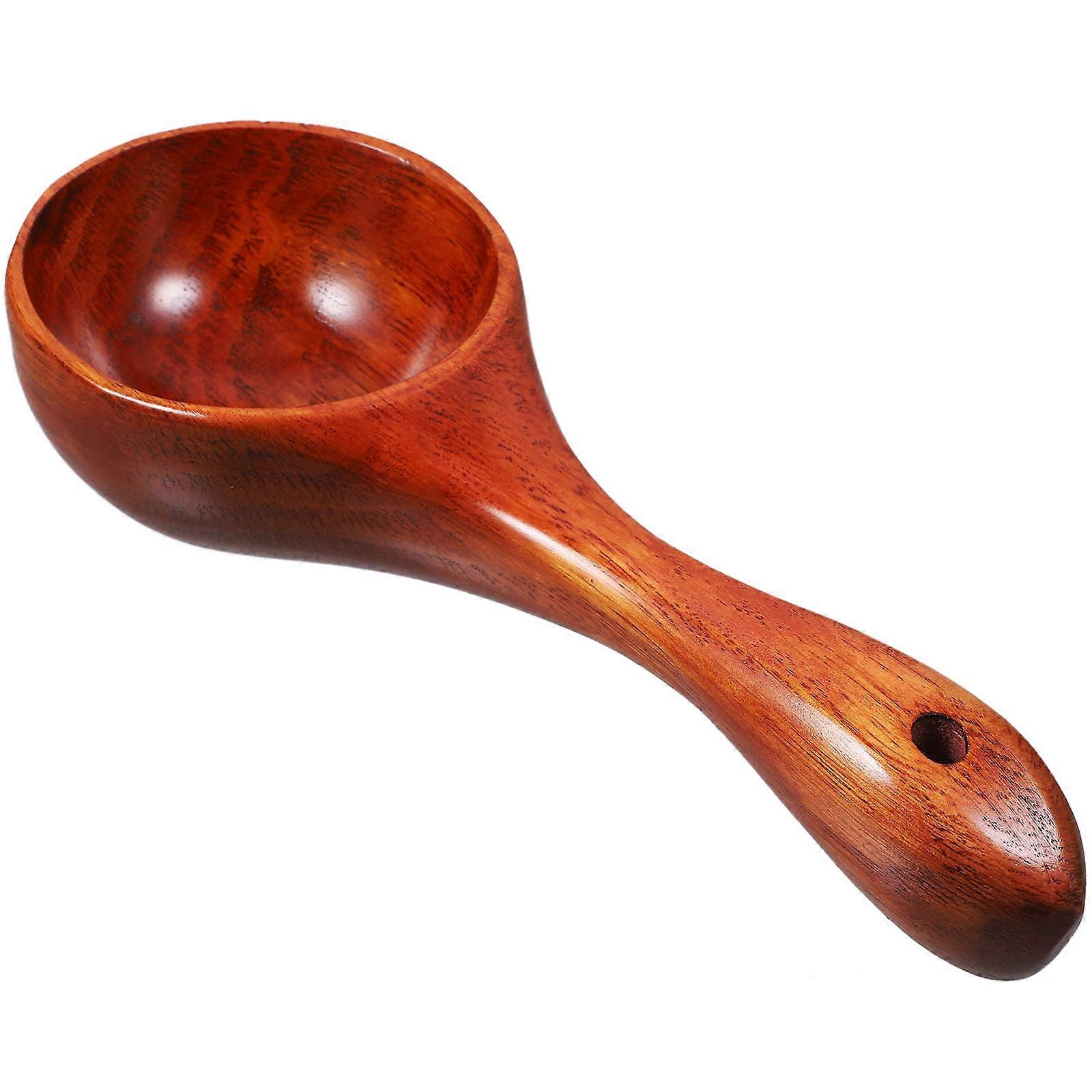 Multi-Function Wooden Ladle For Kitchen Utensil Water Storage Ergonomic Handle Brown 1Pcs