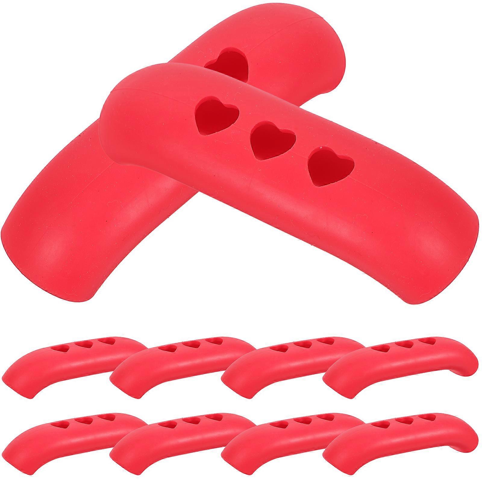 Red Pot Handle Protective Covers Heat Resistant for Kitchen 10Pcs