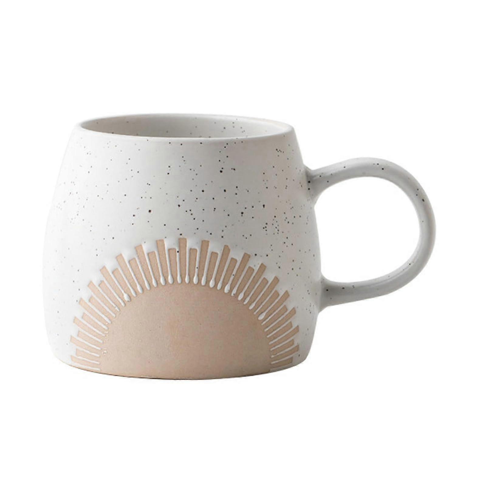 450ml Ceramic Coffee Mug with Crown Relief Design, Large Capacity Tea Cup, Microwave Safe