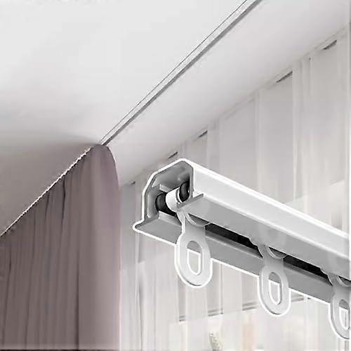 Ceiling Mounted Recessed Curtain Track System with Silent Glide, Rustproof Aluminum, 110cm