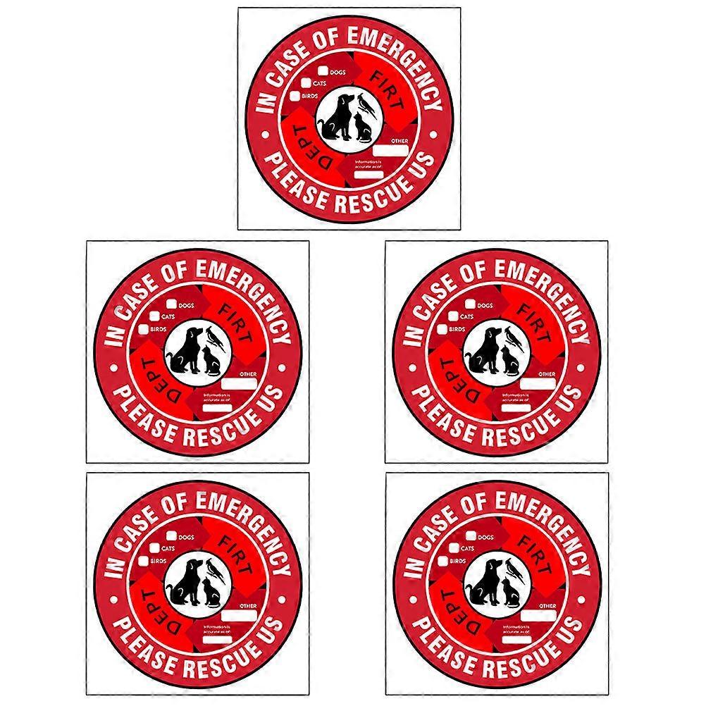 Pet Emergency Wall Decal Durable PVC Warning Sticker 5Pcs Set