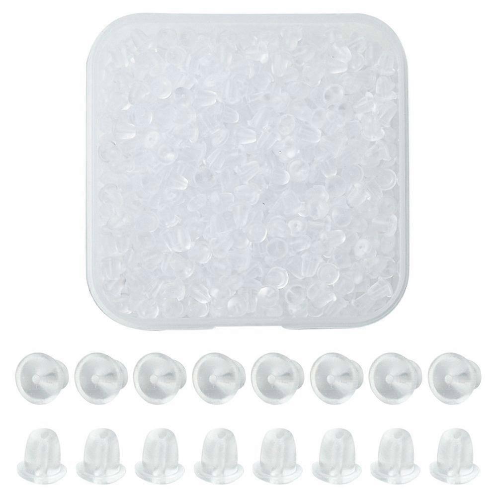 600pcs Plastic Bell Ear Nuts Safety Earring Backs Clear 4x4mm Hole: 1mm
