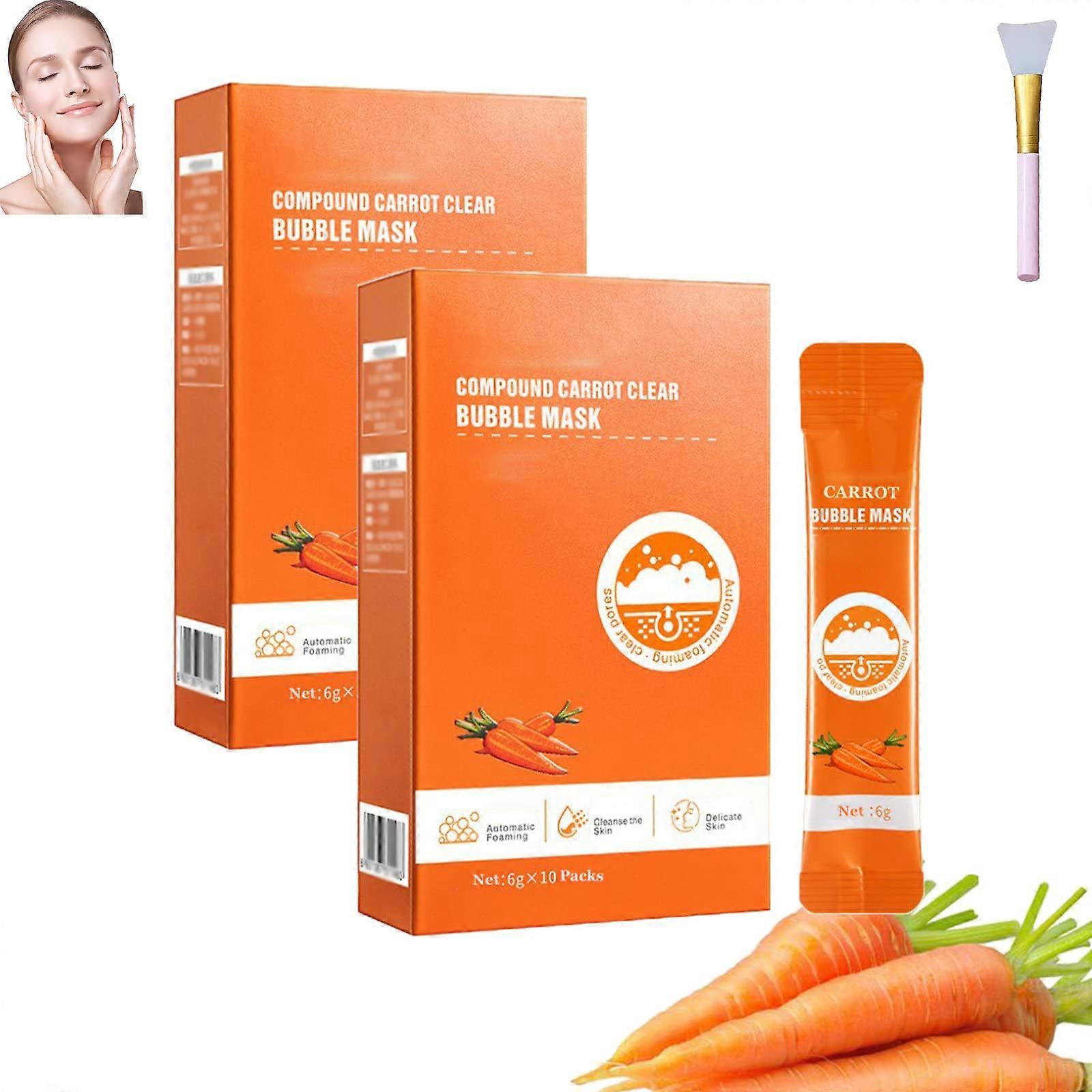 Carrot Bubble Face Mask for Deep Pore Cleansing and Blackhead Removal, Fast Foaming Formula, 2 Boxes
