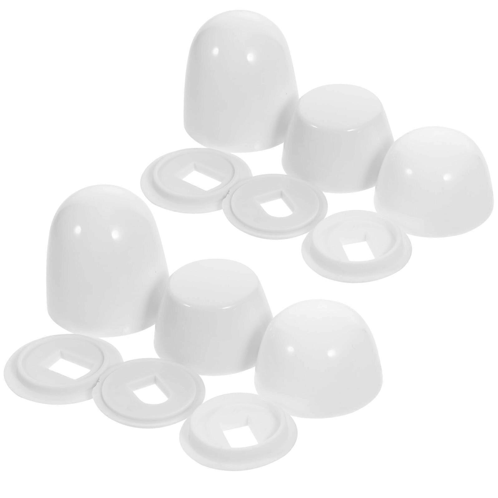 White Plastic Toilet Bolt Caps Replacement, Decorative Floor Covers, Easy DIY Installation, 2 Sets
