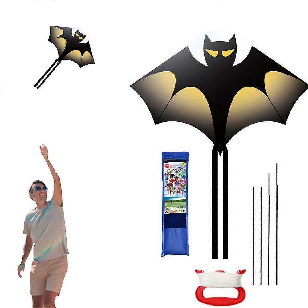 Huge Delta Kite For Kids Beginners Single Line With Tail Beach Kite-Bat