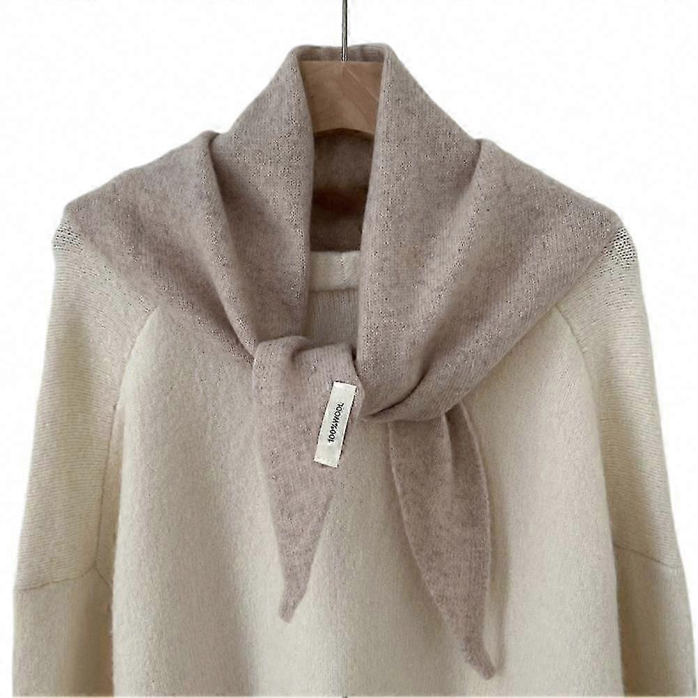 Warm Wool Knitted Triangle Scarf Shawl for Women Winter