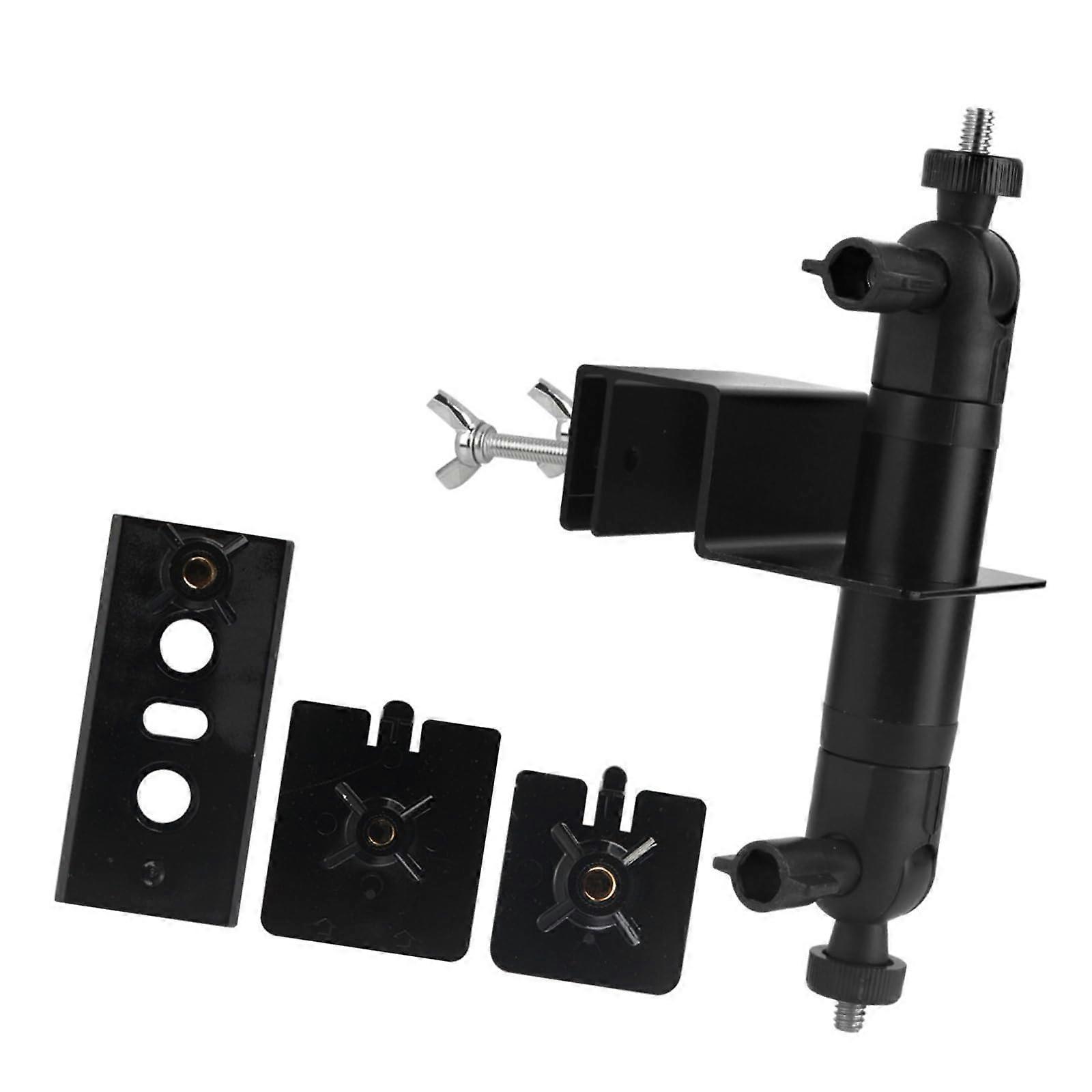 Security Camera Mount with Solar Panel Bracket, 360° Adjustable NoDrill Outdoor Stainless Steel Black