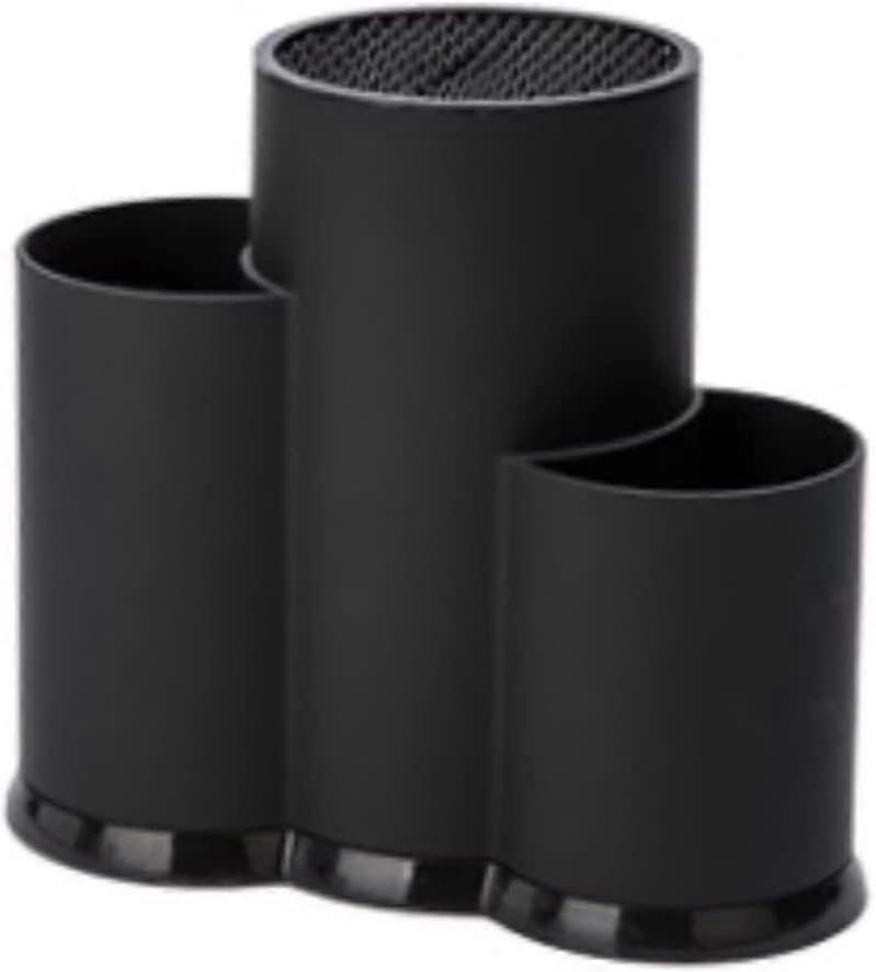 Knife Block with Utensil Holder, MultiSlot Storage, Drainage Design, NonSlip Base, Black