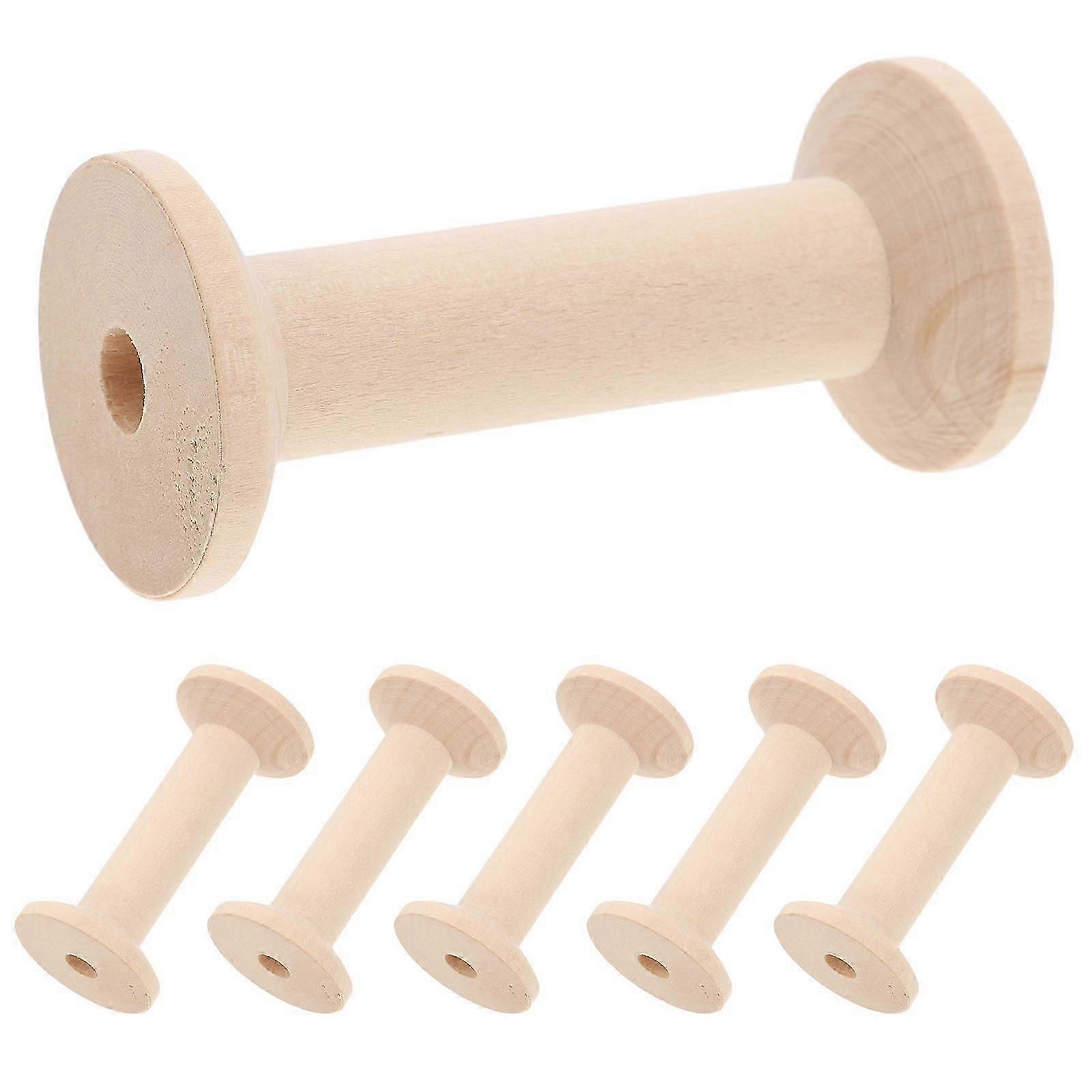 6Pcs Solid Wood Spools for Crafting Sewing Storage