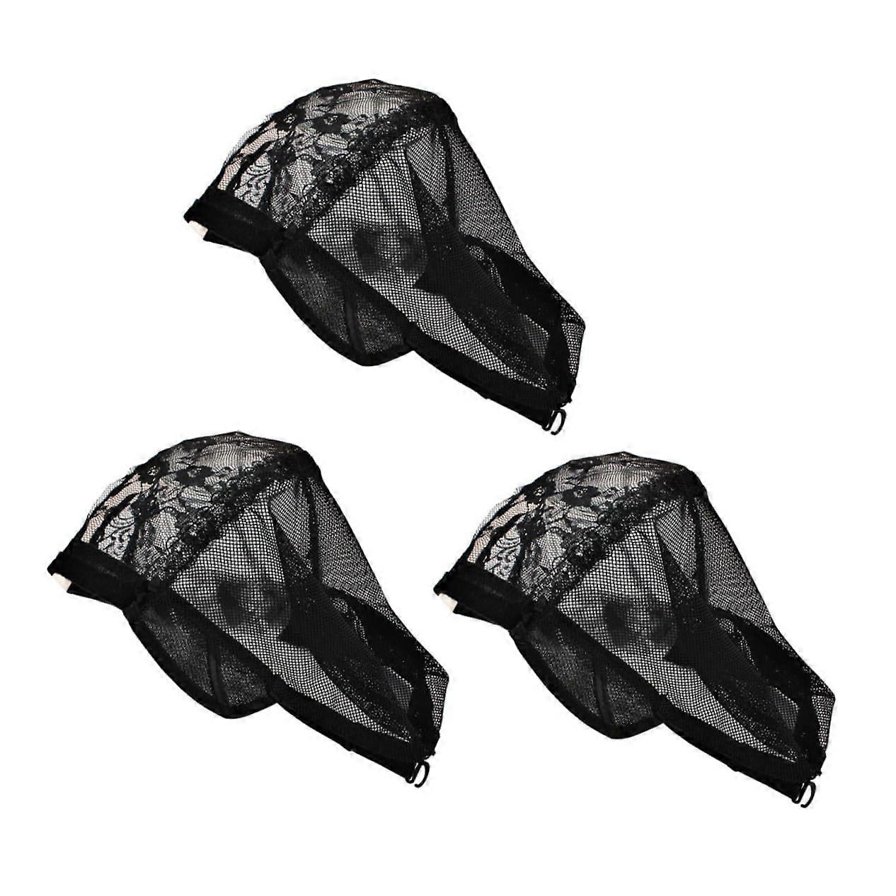 3pcs Adjustable Mesh Wig Caps for Wig Making Breathable Stretch Fit Lightweight Dome Cap
