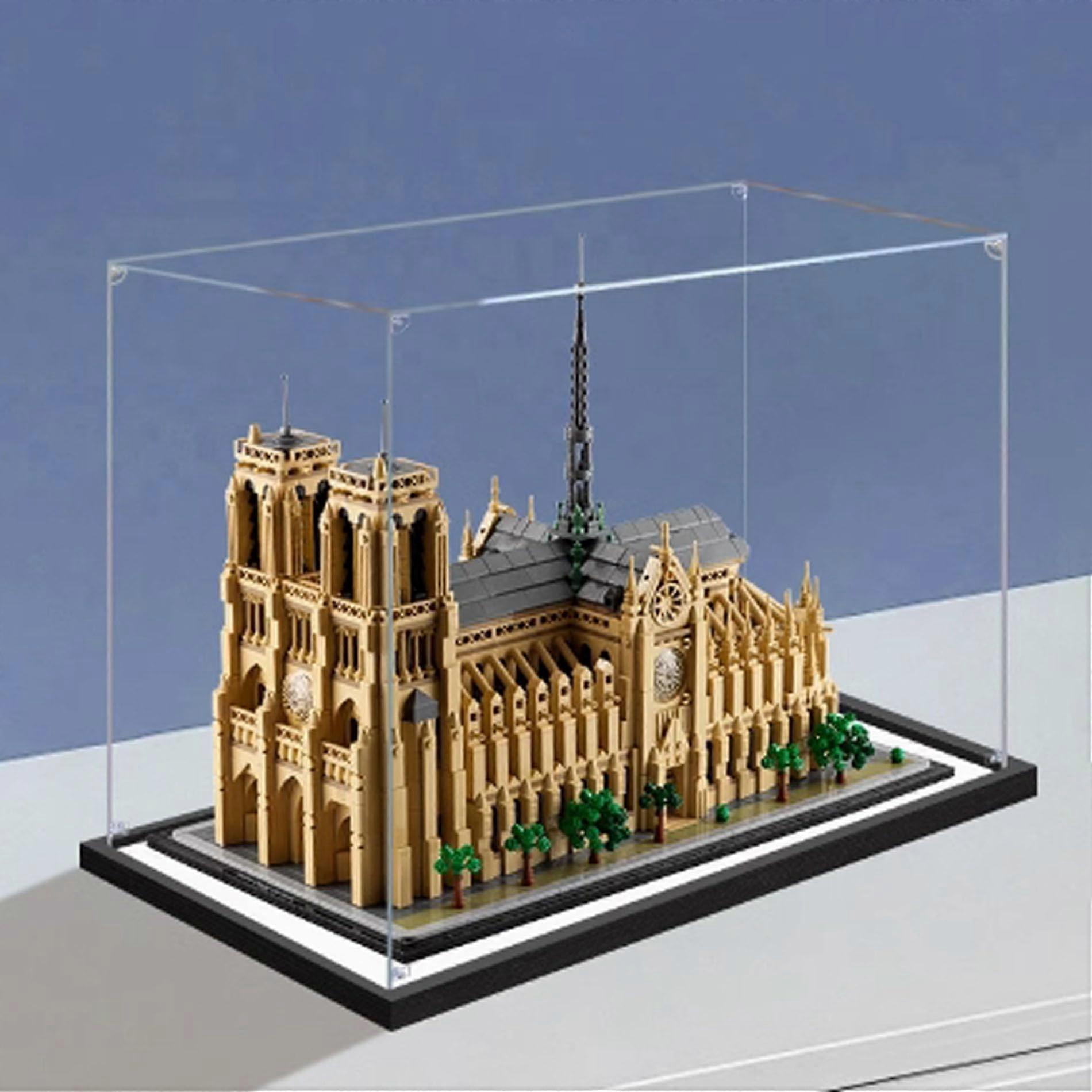 Acrylic Display Case for  Notre Dame 21061, Dustproof Clear Box with 2mm Mirrors
