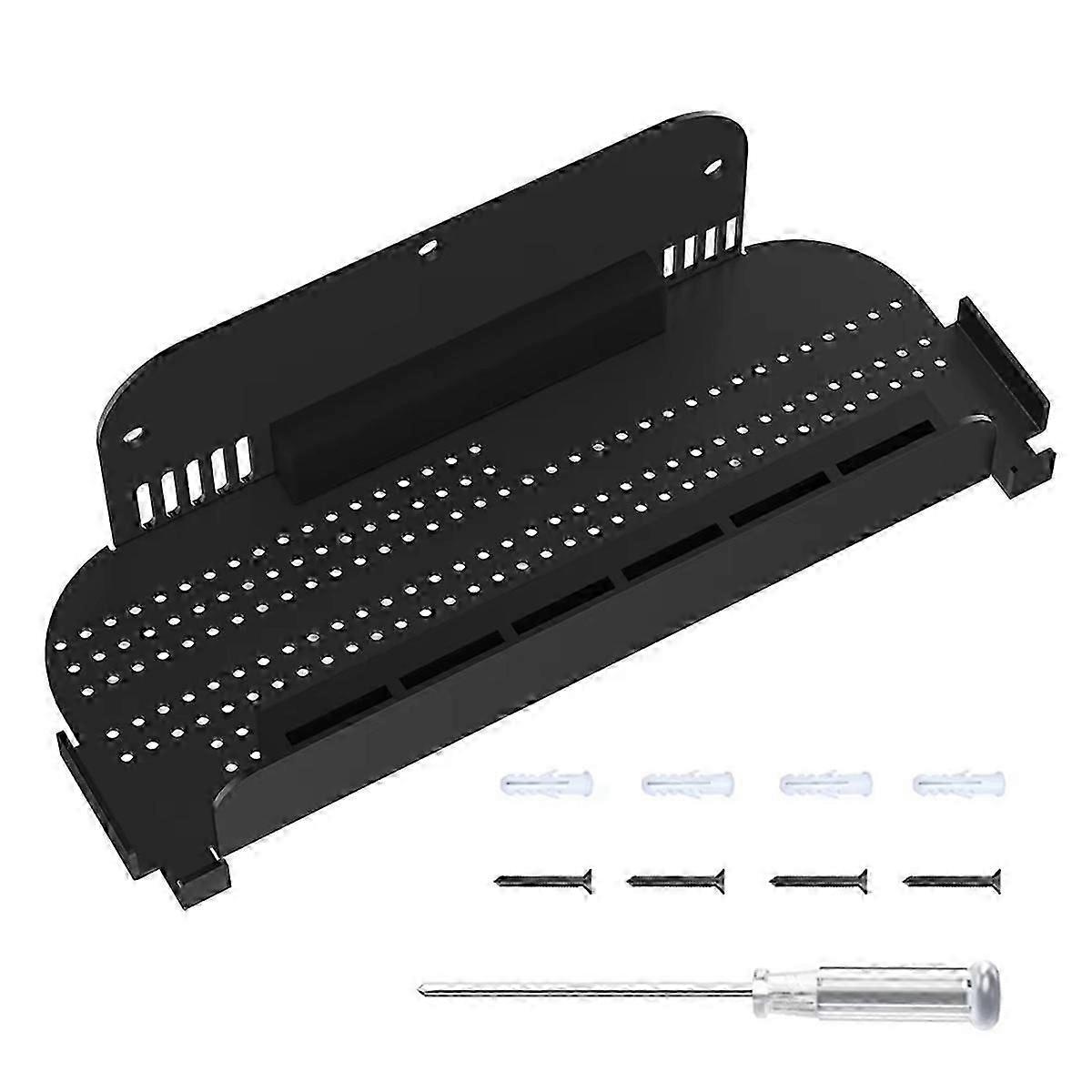 Wall Mount Stand compatible 2 Host Storage Rack Metal Wall Mount Stand Holder compatible Switch compatible Black