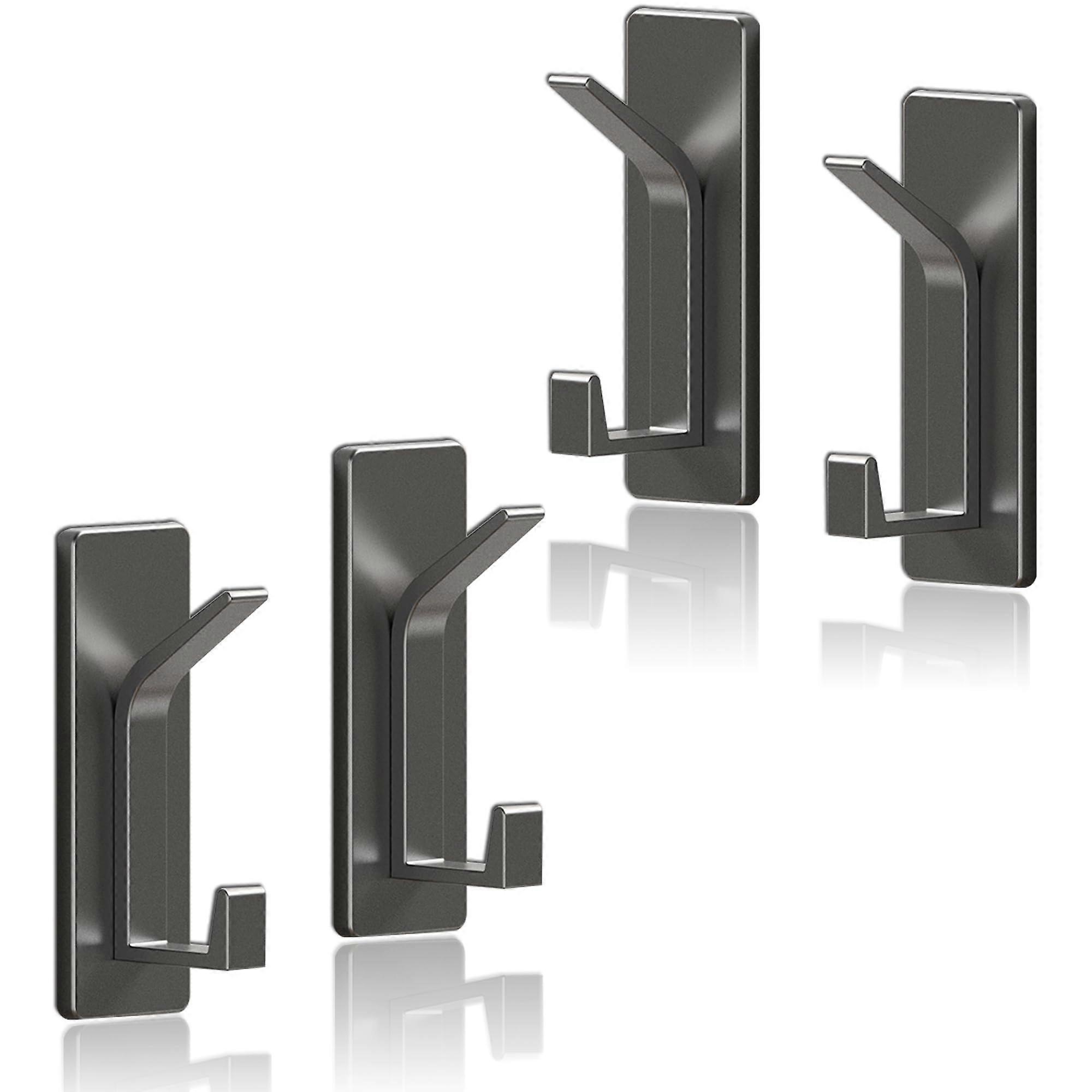 Wall Hooks Heavy Duty Adhesive Hold Rust Resistant Bathroom and Kitchen Hooks Gray 4 Pack