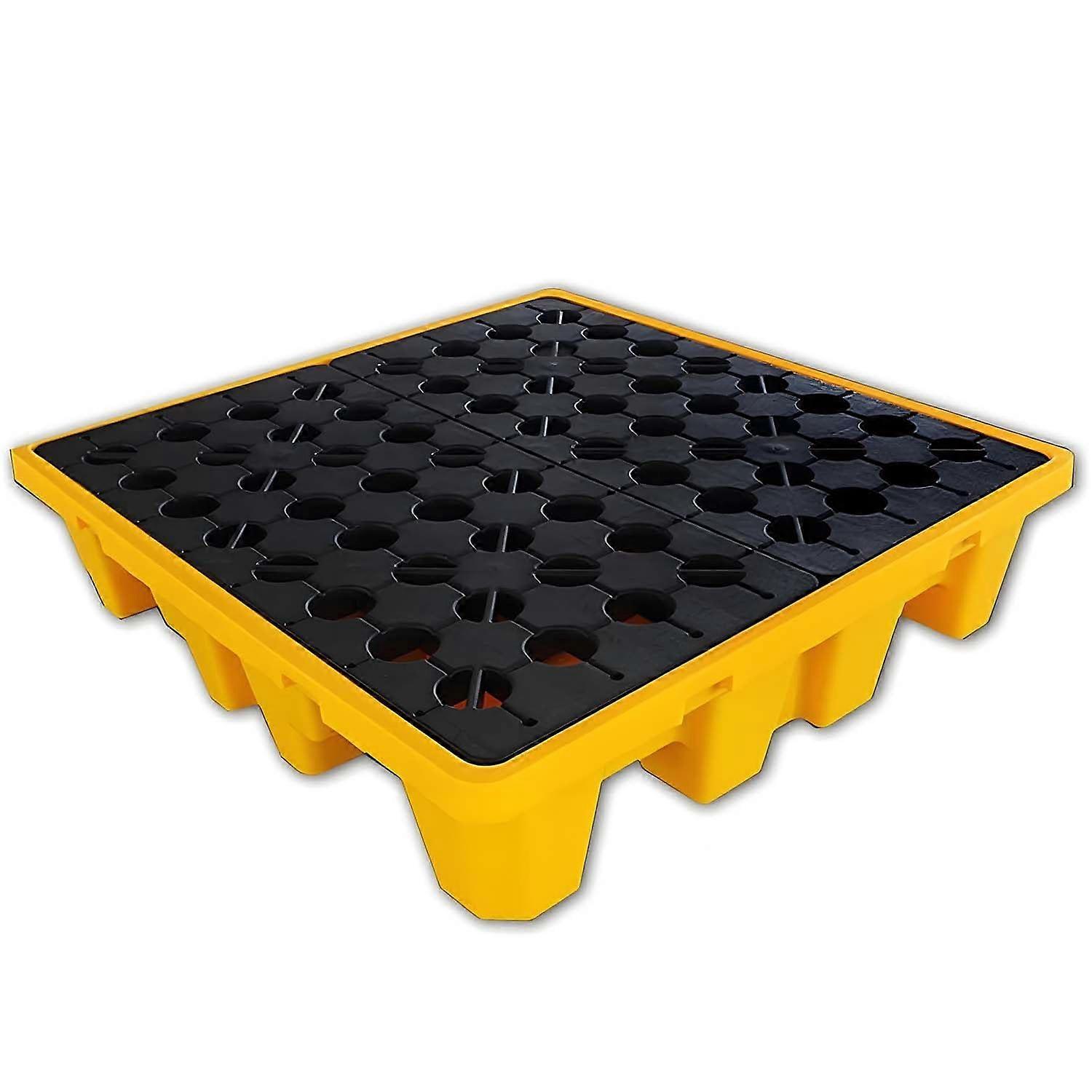 Stackable Spill Containment Platform with Grating and Drain Outlet, HDPE Tray 66x36x12cm
