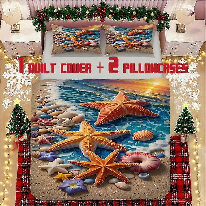 Beach Starfish Soft Printed Bedding Set Polyester Fabric Decorative & Warm