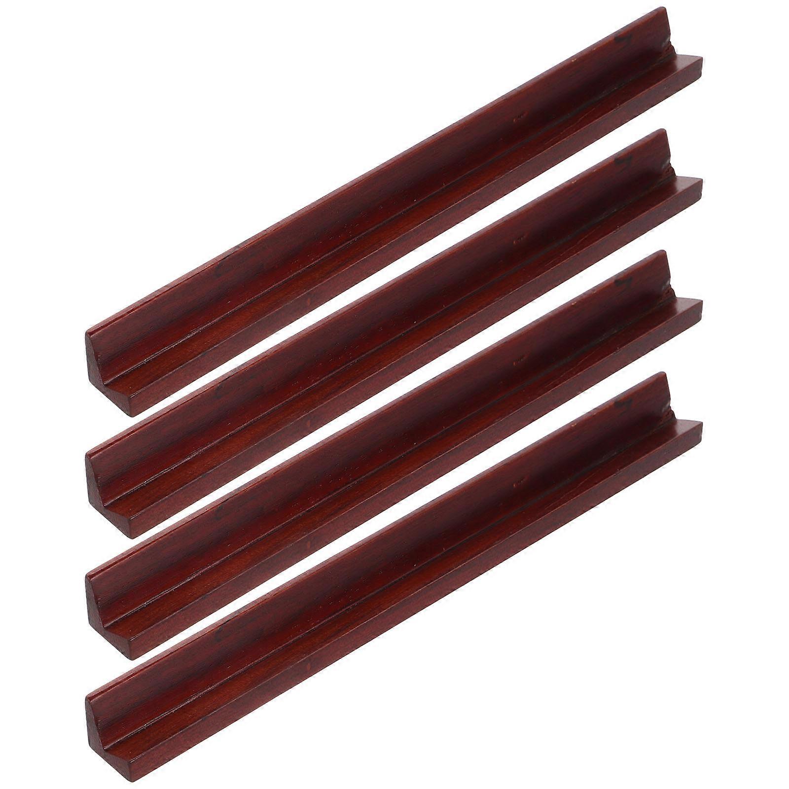 Mini Wooden Mahjong Push Tile Ruler for 4Pcs Game Holders