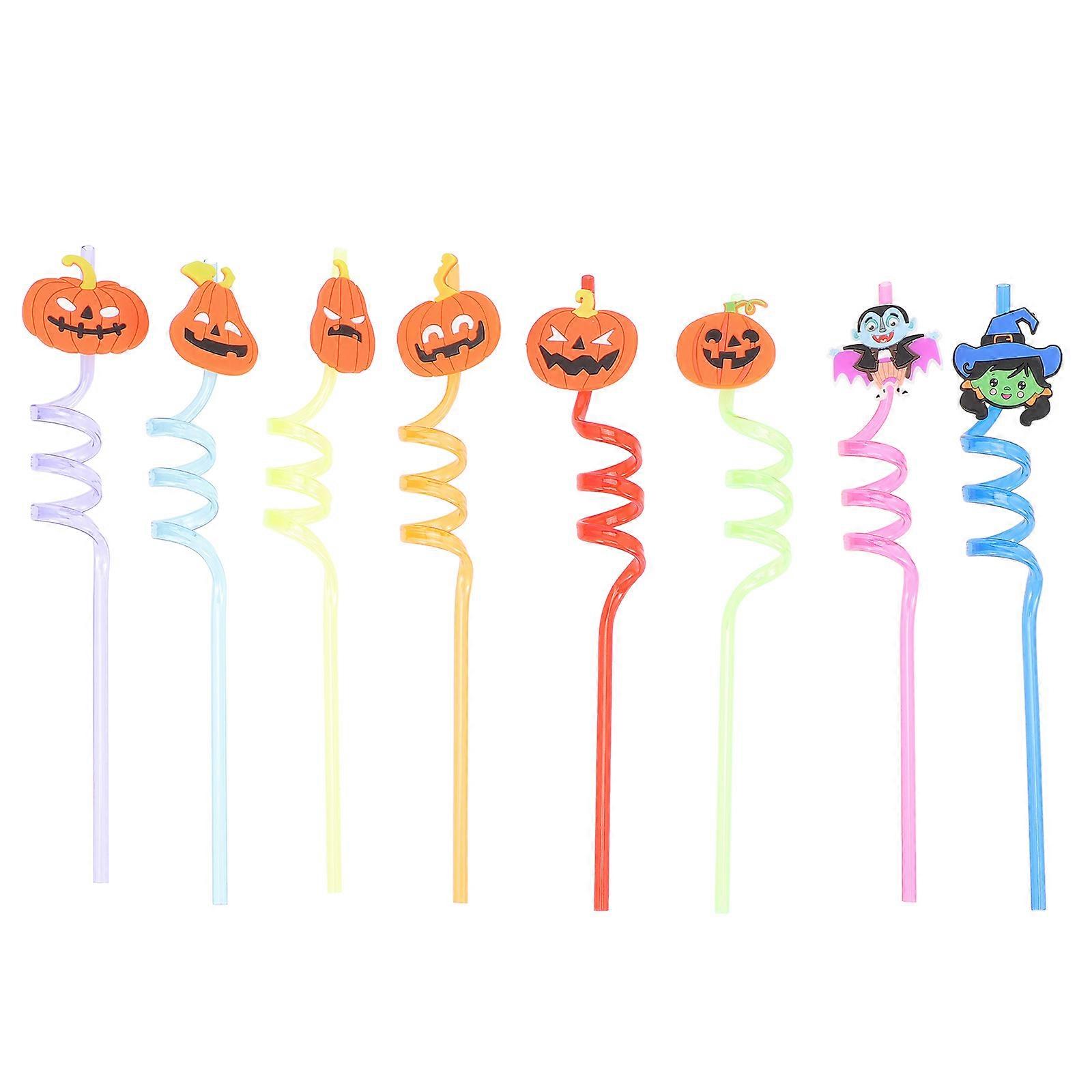 Halloween Theme Straws Reusable Drinking Straws for Party 24Pcs Assorted Colors