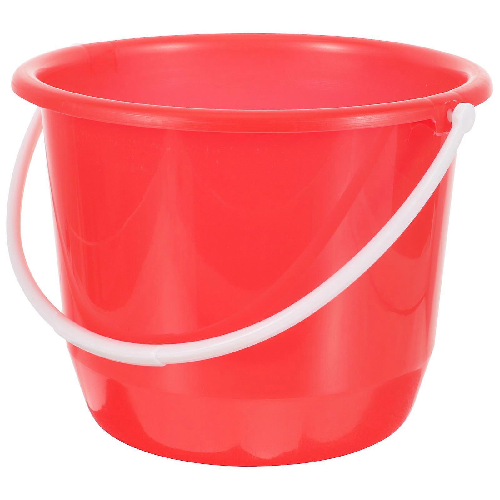 Red Plastic Water Bucket for Storage with Handle 3Pcs Multipurpose Buckets