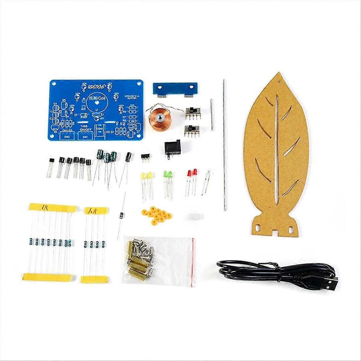 Welding Practice Kit, Electromagnetic Swing Welding Kit Leaf Shape Pendulum Needle with LED Light Ki