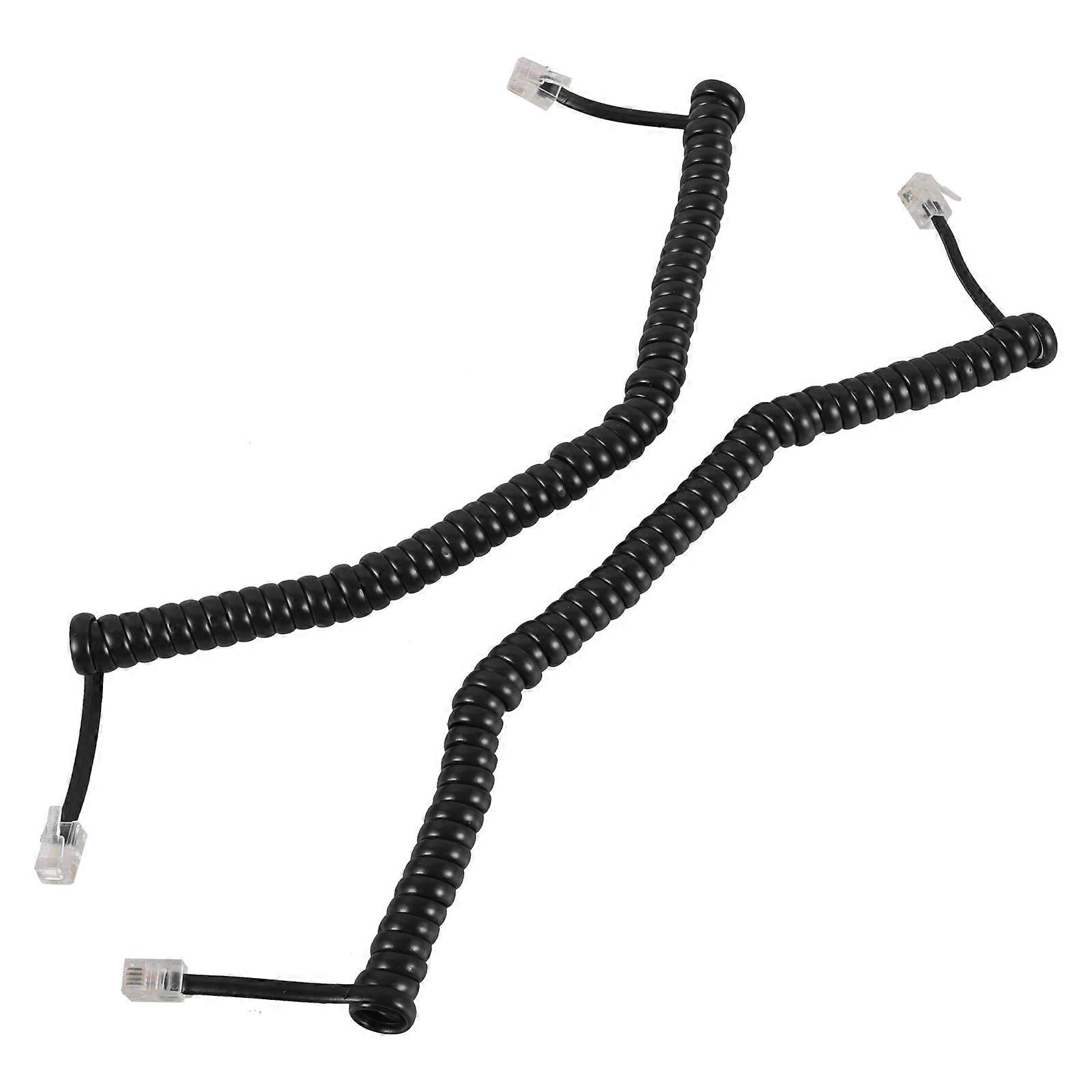 Black Coiled Telephone Cord for Phone Cable with 8Pcs Pack