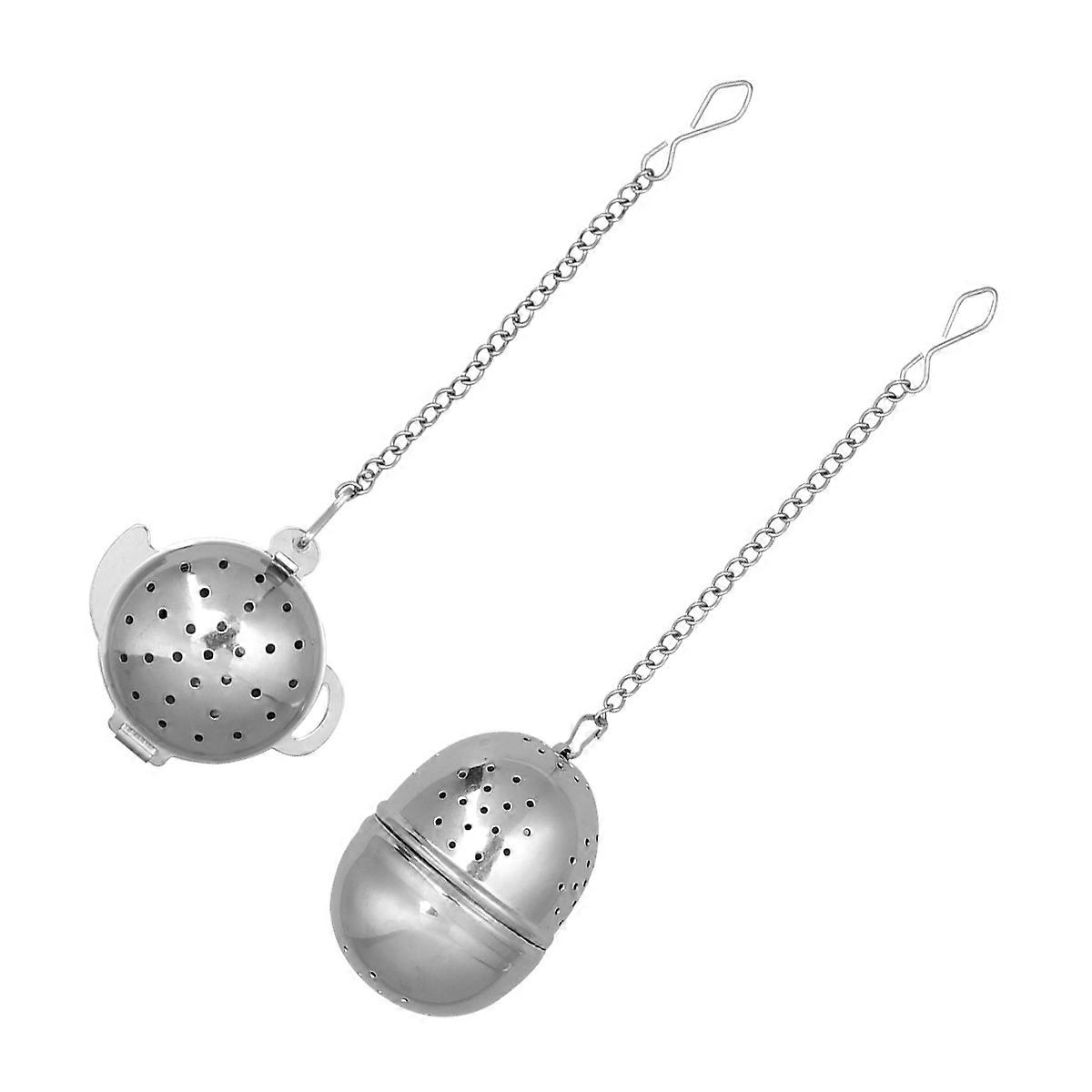 Tea Filter Stainless Steel Tea Strainer for Home Use 2Pcs Set Silver
