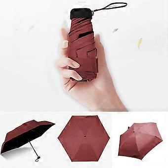Guarda-chuva de sol plano e leve, dobrável em 5 partes, com tecido de proteção UV e estrutura de alumínio anodizado, guarda-chuva de viagem portátil de bolso.
