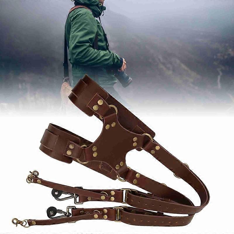 Adjustable Shoulder Shoulder Double Dual Rivet Leather Digital Camera Strap