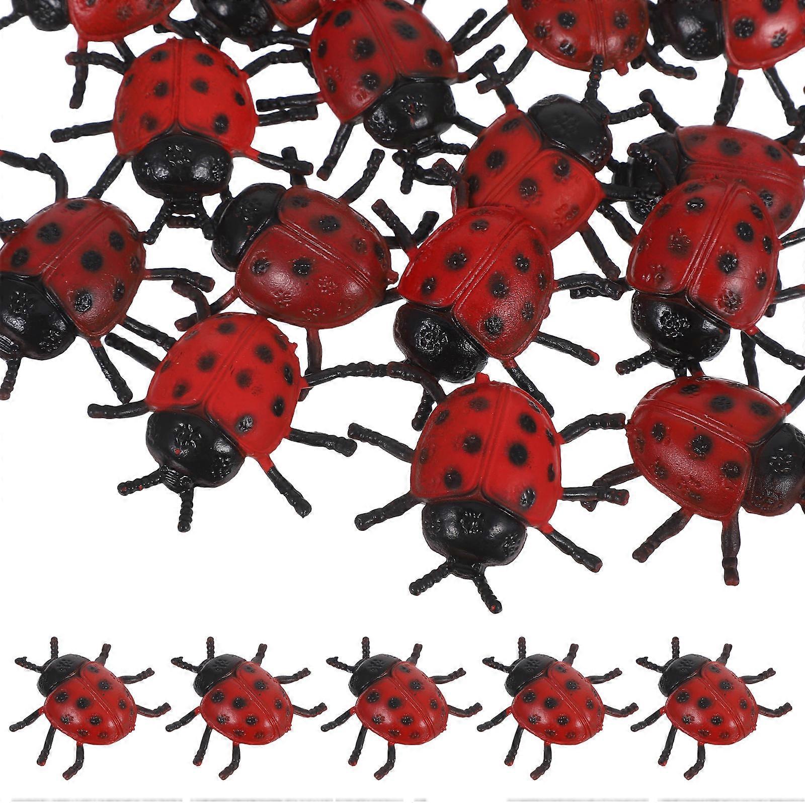 25 PCS PVC Simulation Ladybug Model Tricky Scary Toy Simulation Small Insect