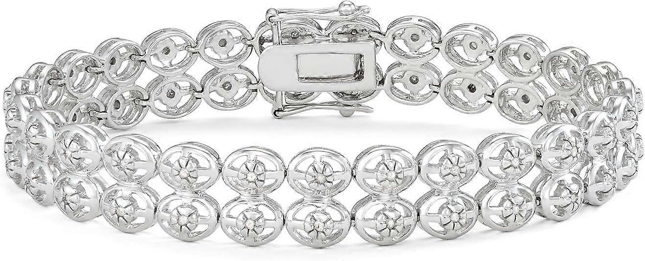 Sterling Silver Two Row Diamond Bracelet(1/2CTTW)