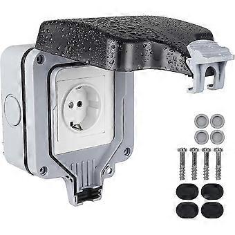 ip66 waterdichte buiten socket, wandcontactdoos voor buitengebruik, waterdichte buiten socket, uitstekende bescherming contact externe socket met scharnierende koof