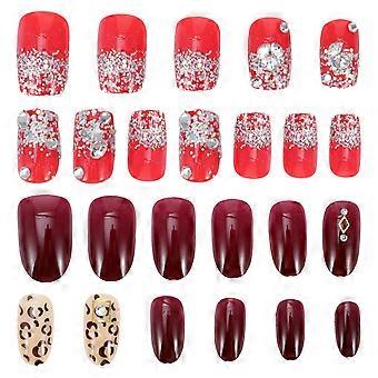 Artificial Fingernails Christmas Nail Tips for Nail Art 48Pcs Full Cover Set