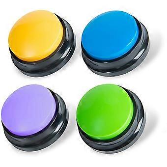 DWW-4 Pack Opneembare Hondenknoppen voor Communicatie, Hondentrainingszoemer, 20 seconden opnemen en afspelen, Spreekhond