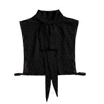 Fake Collar for Women, Detachable Collars with Bow Tie Neck Design, Elegant Black Half False Shirt Blouse Collar, Chiffon Decorative Collar for Office