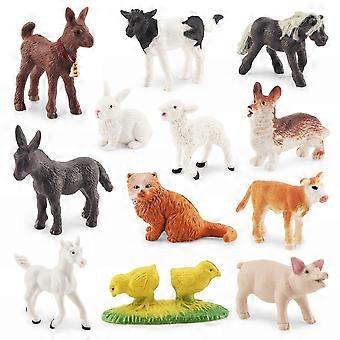 12Pcs Miniature Farm Animal Figures Set, PVC Farm Animals Toys  Includes Goat, Cow, Rabbit, Horse, Donkey, Pig, Chicken, Sheep & More  Realistic Figur